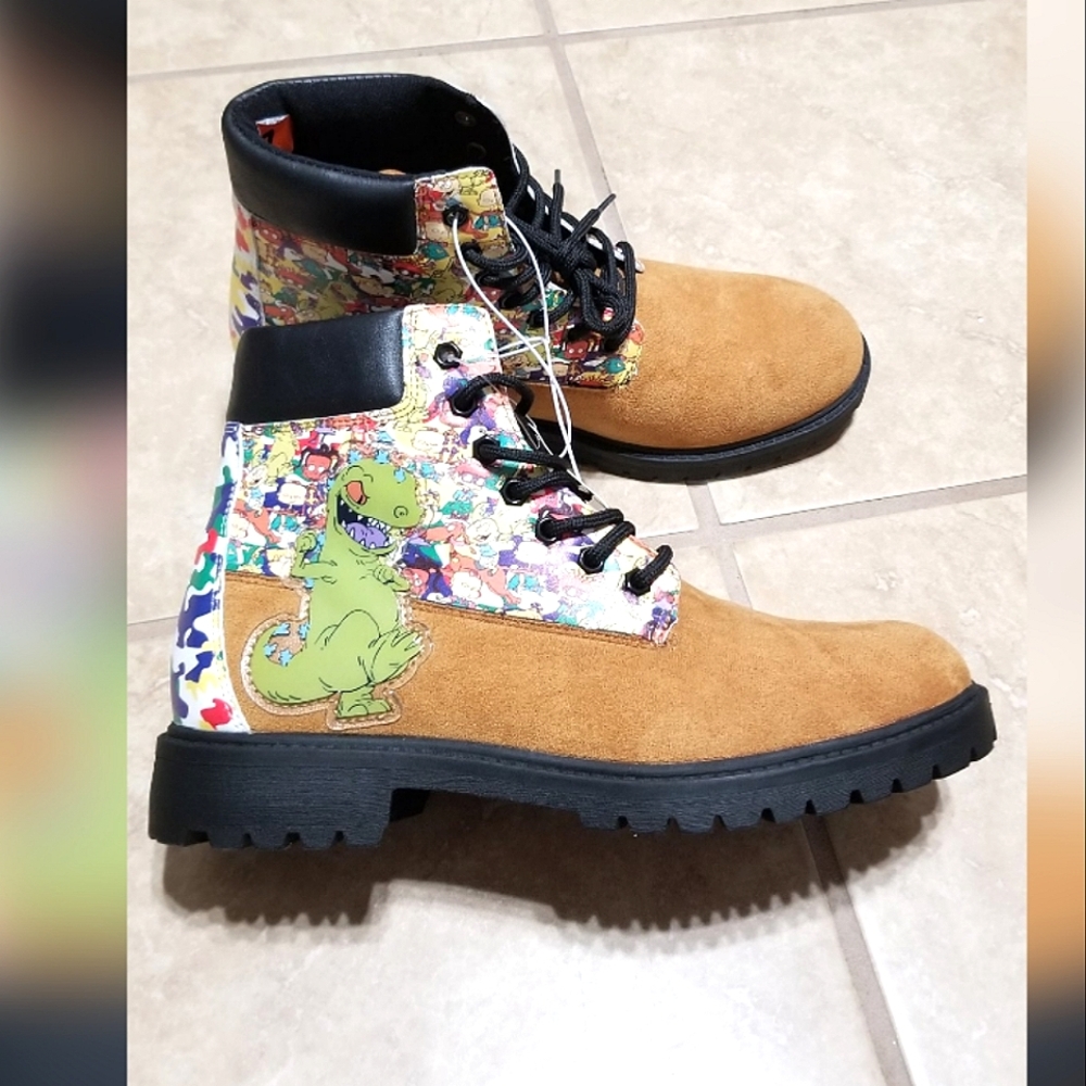 Nickelodeon Rugrats Reptar Faux Suede  Lace Up Casual Boots (Mens US Size 7)